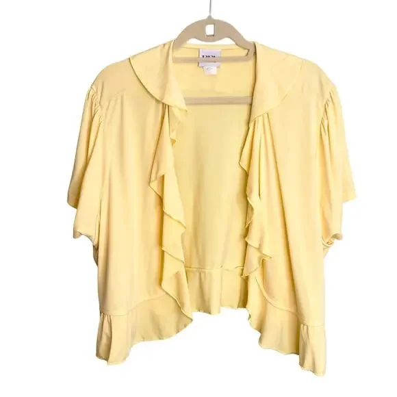 Vintage BFA Classics Yellow Open Front Shrug Cardi Size 3X - Picture 1 of 7